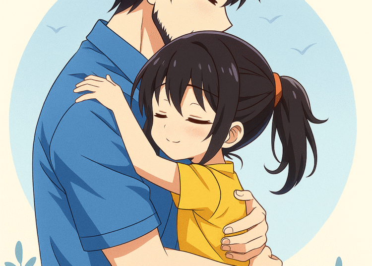 حق مشاهدة واصطحاب المحضون - أب يحتضن ابنته بحب في مشهد مؤثر يعكس العلاقة الأسرية